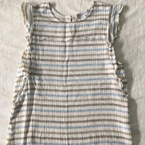 Armour Vert sleeveless taupe light blue stripe top